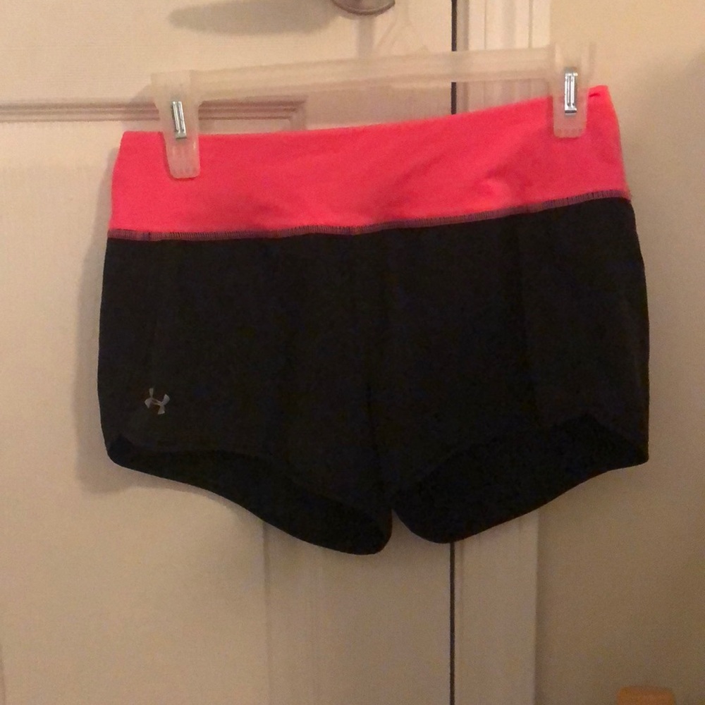 Small black and pink Under Armour running shorts